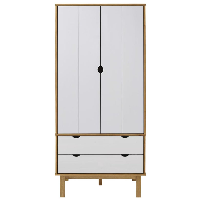 2 Door Wardrobe, Brown/White