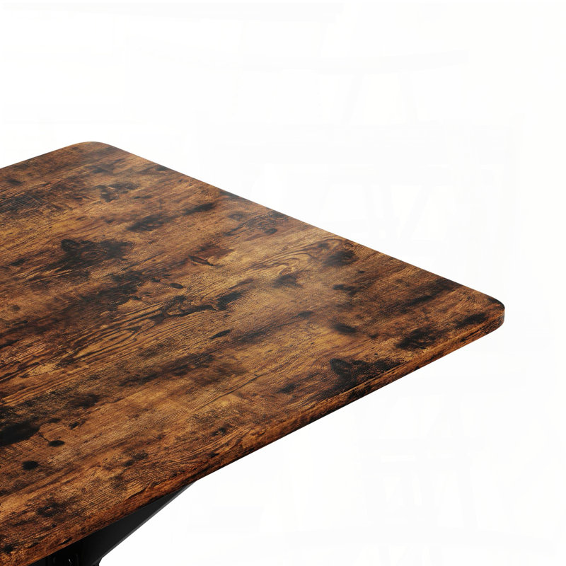 Rustic Square Side Table with X-Frame Metal Legs (31.5", Industrial Farmhouse), Brown