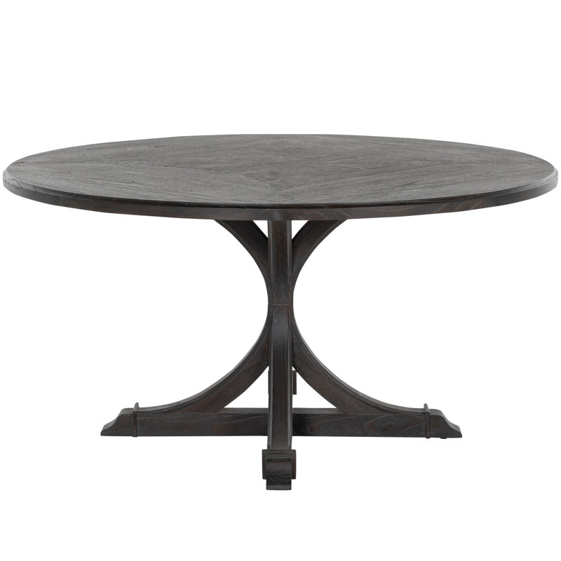 Adams 60" Pedestal Dining Table, Cerused Forest Black