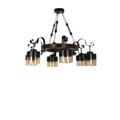 Lustre unique à 6 lumières avec détails en fer forgé Sylvester