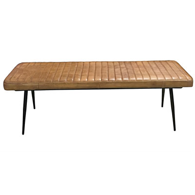 Rutilia Genuine Leather Upholstered Bench