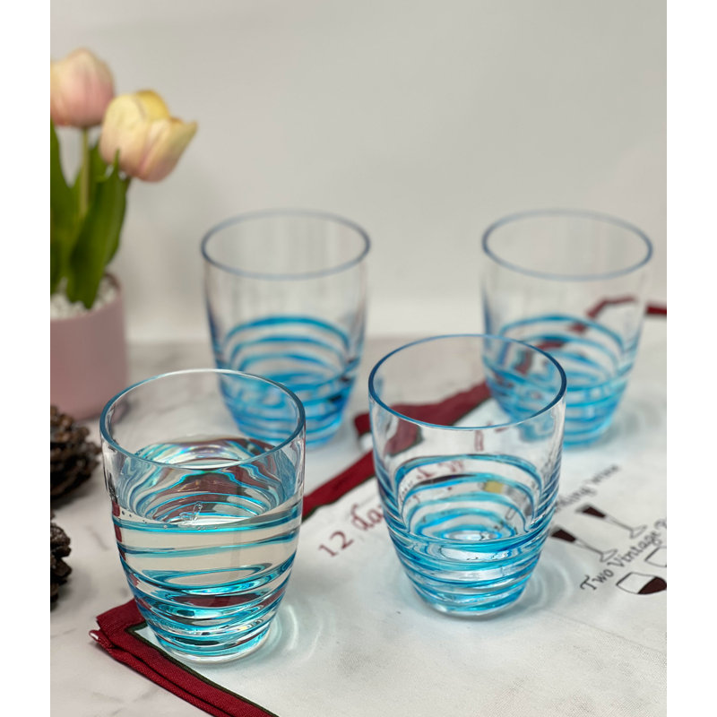 Ensemble de 4 verres en acrylique Swirl, 20 oz, Bleu