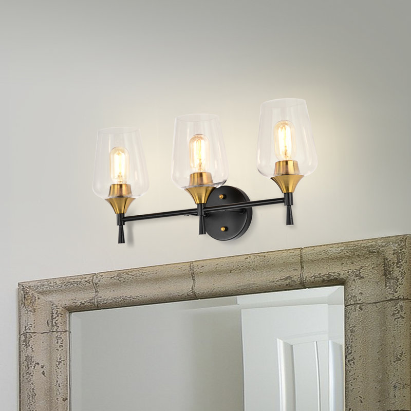 Enmanuel 3 - Light Dimmable Vanity Light, Black/Antique Brass