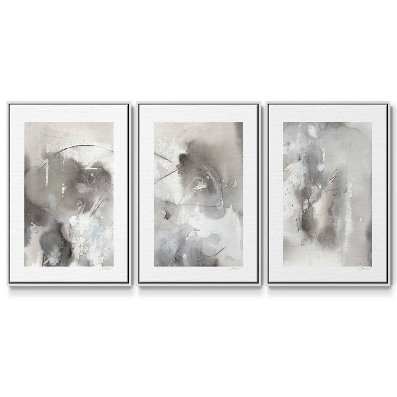 Ensemble de 3 pièces mystiques I encadrées sur toile, H 40 po x l 78 po, Blanc