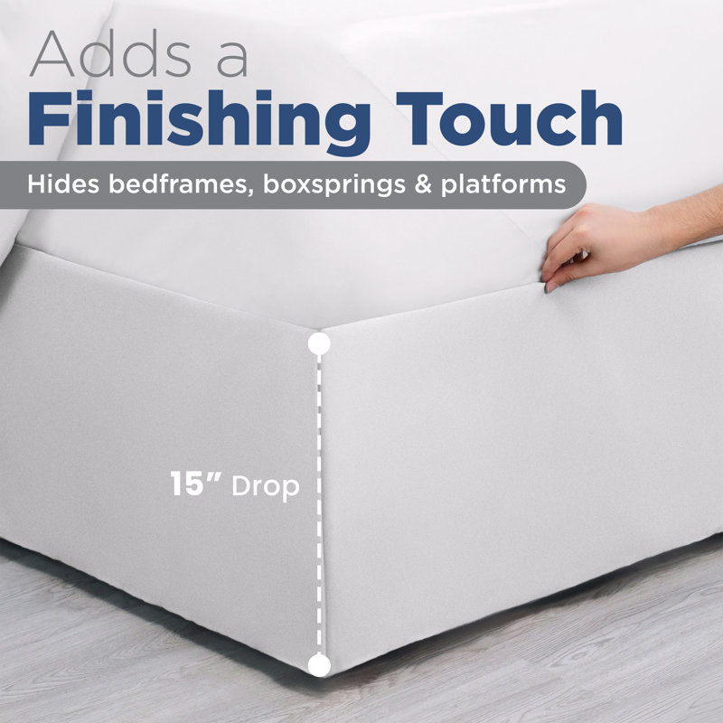 White Queen Polyester Inverted Pleat Bed Skirt Panel