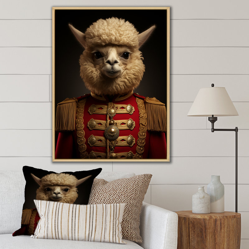 Alpaca Baroque Woolen Elegance, Brown Floater Framed, 40" H x 30" W x 1.5" D