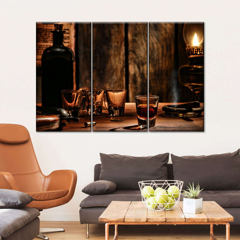 Whiskey whisky irlandais rétro sur toile, 3 pièces, H 36 po x l 57 po x P 1,25 po