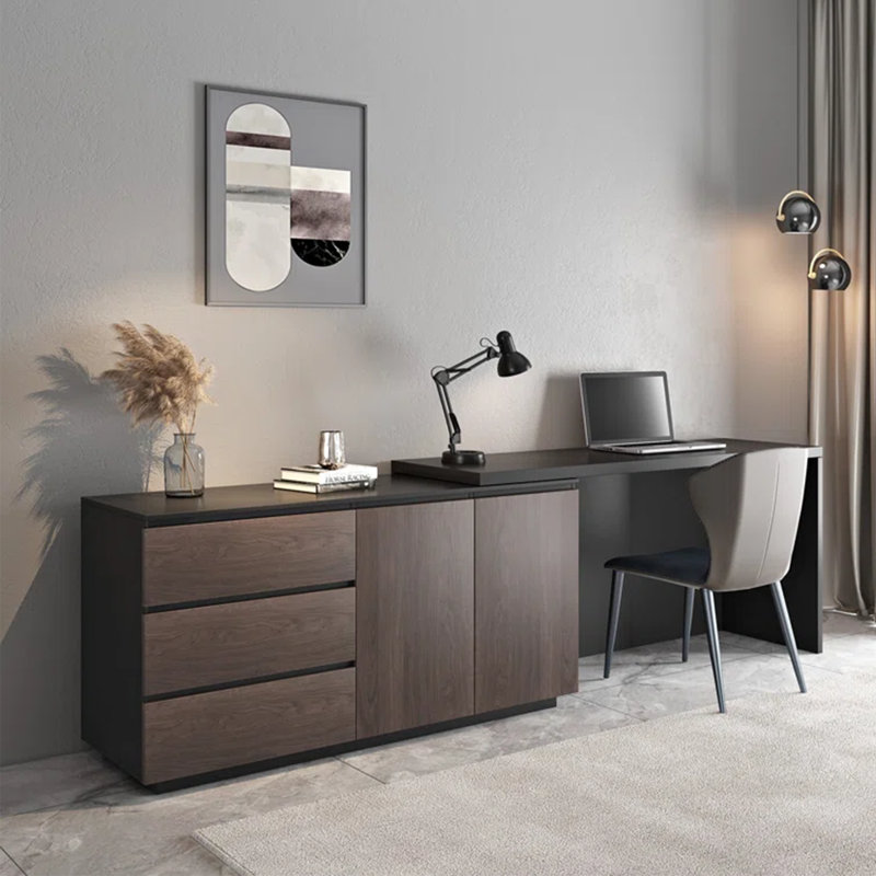 Nadra 95'' L-Shaped Extendable Office Desk with Storage