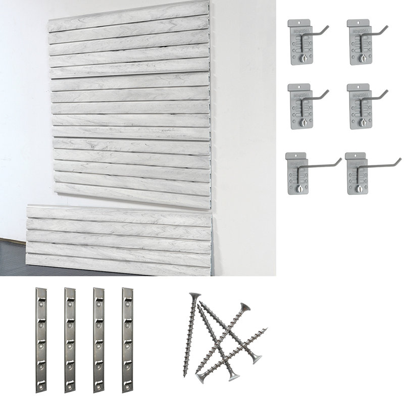 Slatwall Medium Heavy Duty Starter System, White Wood