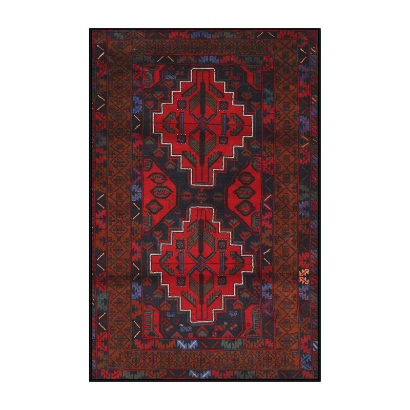 Tapis oriental rouge / bleu, Rectangle 5 pi x 7 pi