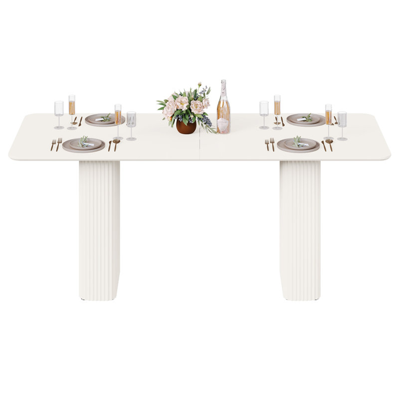 Brittay White Modern Rectangular Dining Table, 29.5"H x 70.8"L x 29.5"W