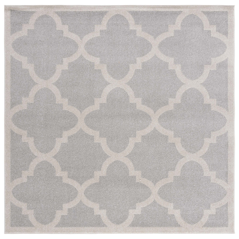 Tapis géométrique gris clair / beige Ammundsen, Carré 7 pi
