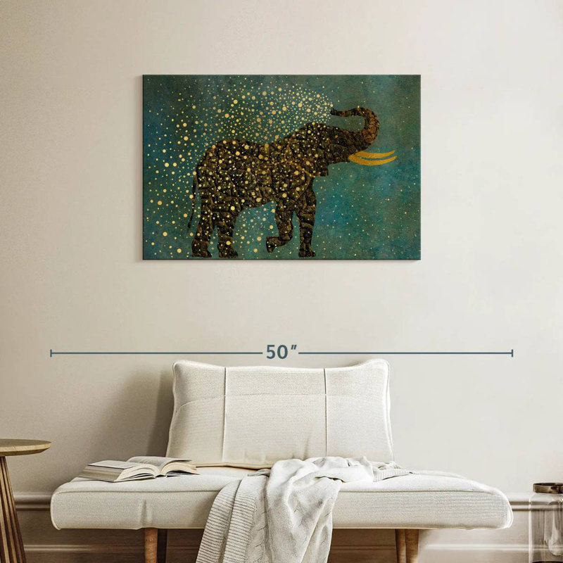 Brampt Gold Spraying Elephant, 24" H x 36" W
