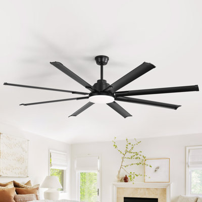 Brixham 8 Aluminum Blades Modern Classic Smart Large Ceiling Fan With Light And Control And App Function