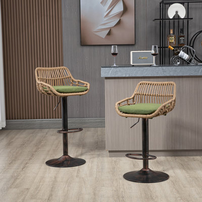 Swivel Bar Stools Set Of 2 Adjustable Counter Height Chairs With Footrest