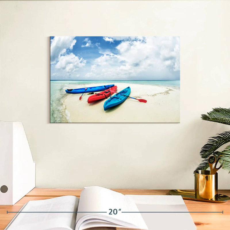 Kayaks sur un banc de sable, H 8 po x l 12 po
