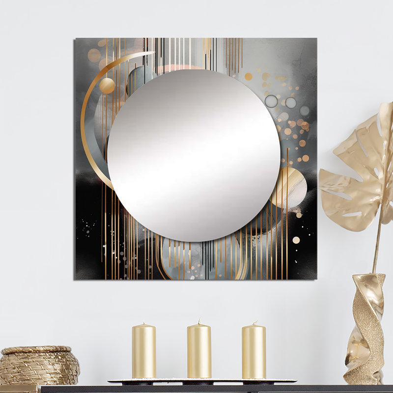 Kown - Grand miroir carré abstrait en marbre pour décoration murale, 29 po x 29 po