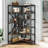 Modern Corner Bookshelf, 6 Tier Wooden Corner Bookcase, L-Shaped Storage Rack, Corner Solid Display Rack,Plant Stand