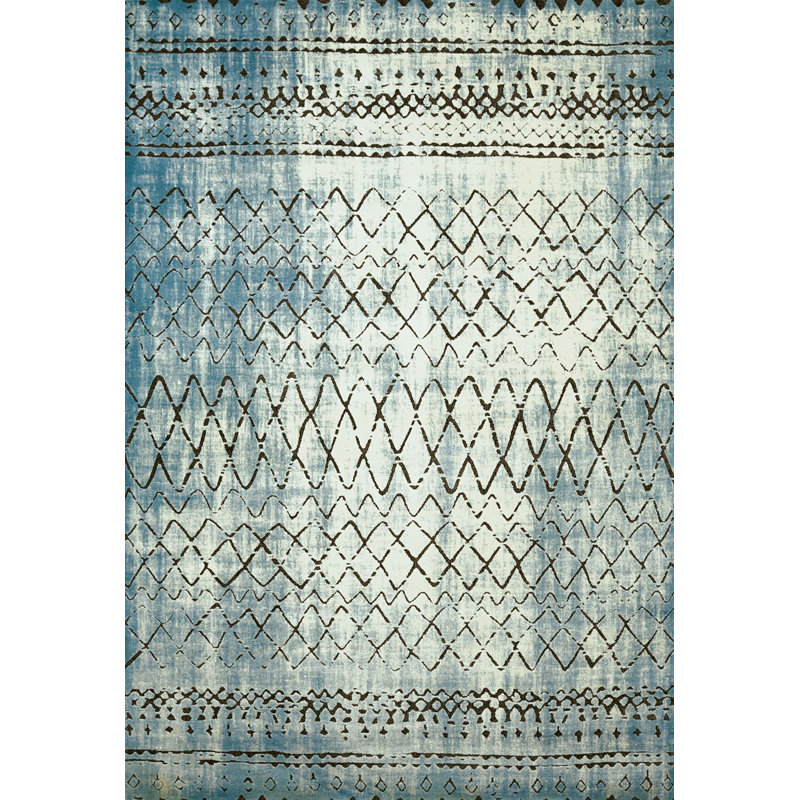 Tapis de la zone d’oléfine aqua Rayna, 1 pi 11 po x 7 pi 2 po