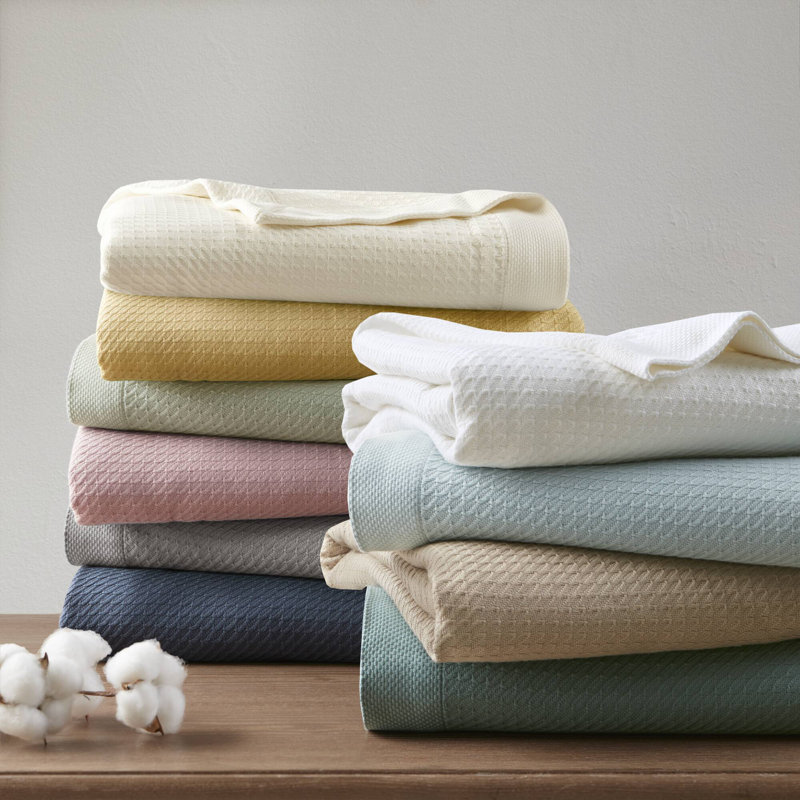 Couverture 100% coton égyptien certifié, Double / grand, Bleu
