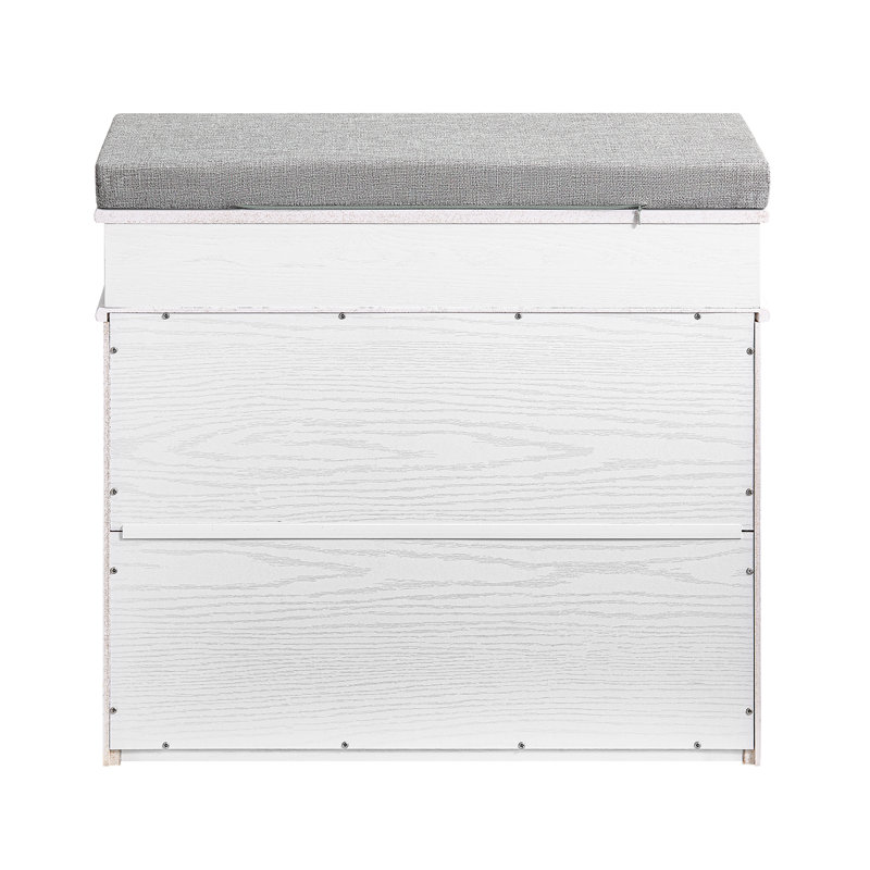 Schuhschrank für 6 Paar Schuhe, White Vintage Wood Grain Effect/Black, 51cm H x 60cm W x 24cm D