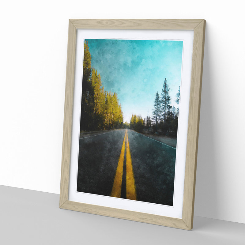 Road Through Yosemite National Park - Picture Frame Painting, Oak Framed, 65cm H x 48cm W x 2cm D