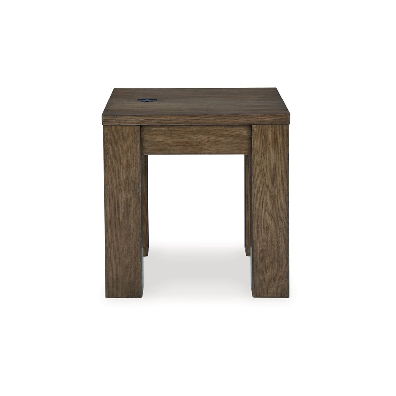 Table de bout latérale sans fil Wain, chargement sans fil, bois brun rectangulaire de 24 pouces