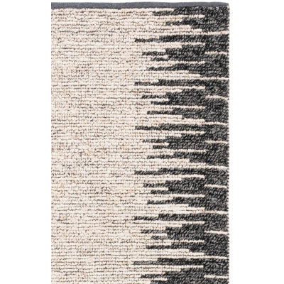 Shelanda Natural Fiber Hand Woven Jute/Wool Abstract Rug in Bleach/Black