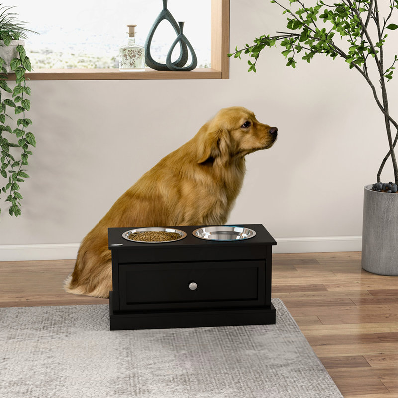 Grands bols surélevés pour chien avec tiroir de rangement d'une capacité de 11 litres, support pour bol surélevé pour chien