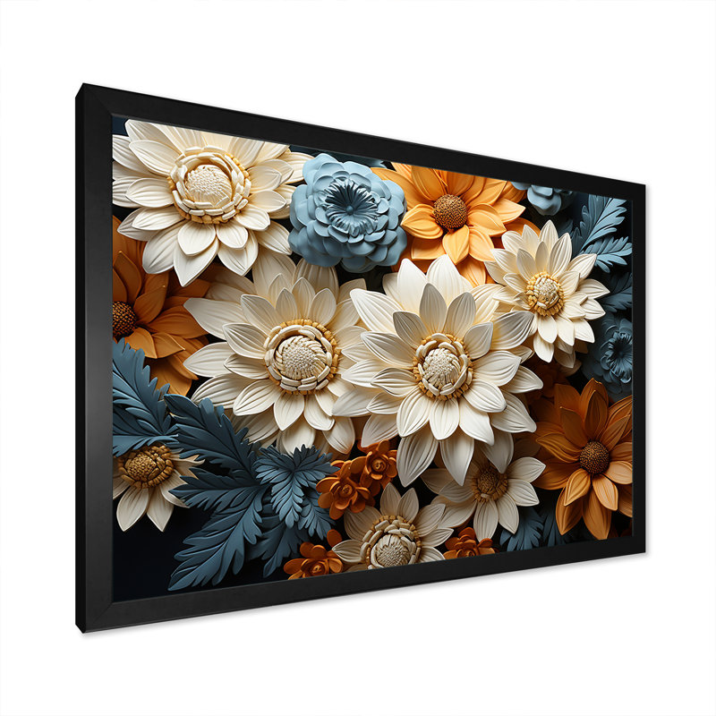 «Colorful Daisy Blossom Bliss» sur impression sur toile, H 34 po x l 44 po x P 1,5 po, Cadre simple noir