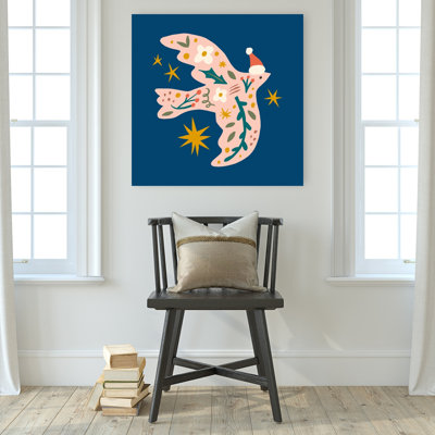 Happychristmasno28 Modern Peaceful Abstract Bird Nature Winter Wall Art Print 1 Piece Wrapped Canvas Wall Art