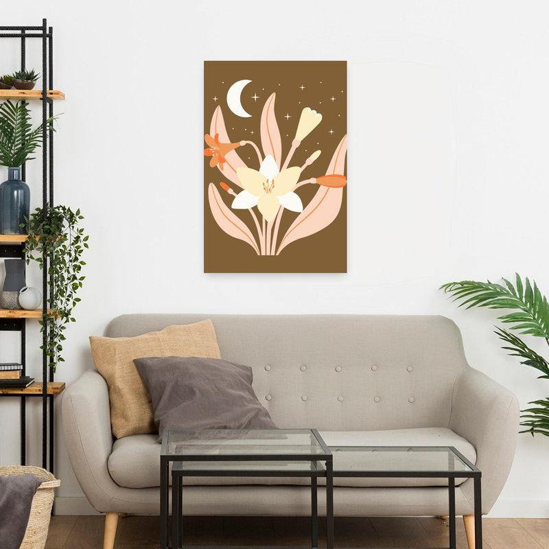 Contemporary Art Elegant Abstract Contemporary Lily Autumn Flower Wall Art 1 Piece Wrapped Canvas Wall Art