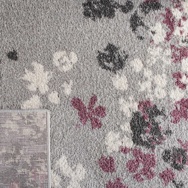 Makeba Floral Gray/Purple Area Rug, Runner 2'6" x 14'