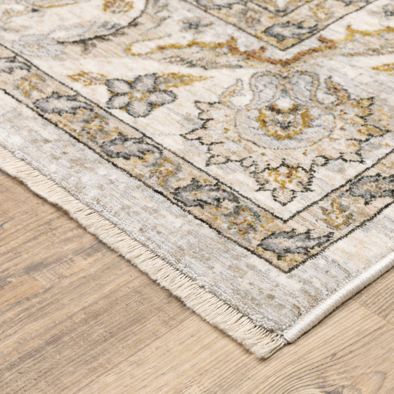 Tapis oriental ivoire / gris Atherine, Rectangle 2 pi x 3 pi