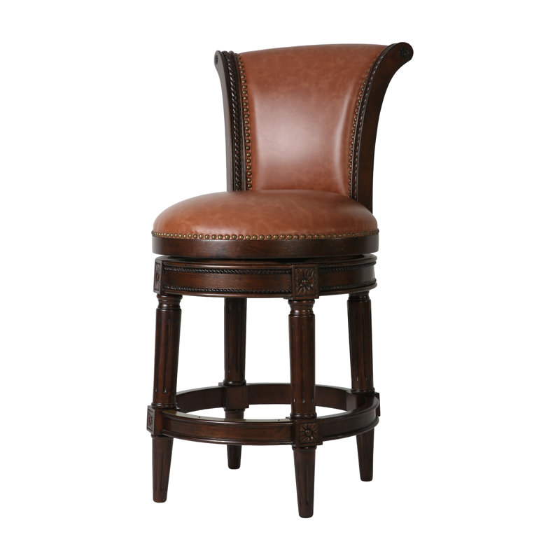 Ted Swivel Upholstered Counter Stool with Solid Wood Frame, Counter Stool (26" Seat Height), 1