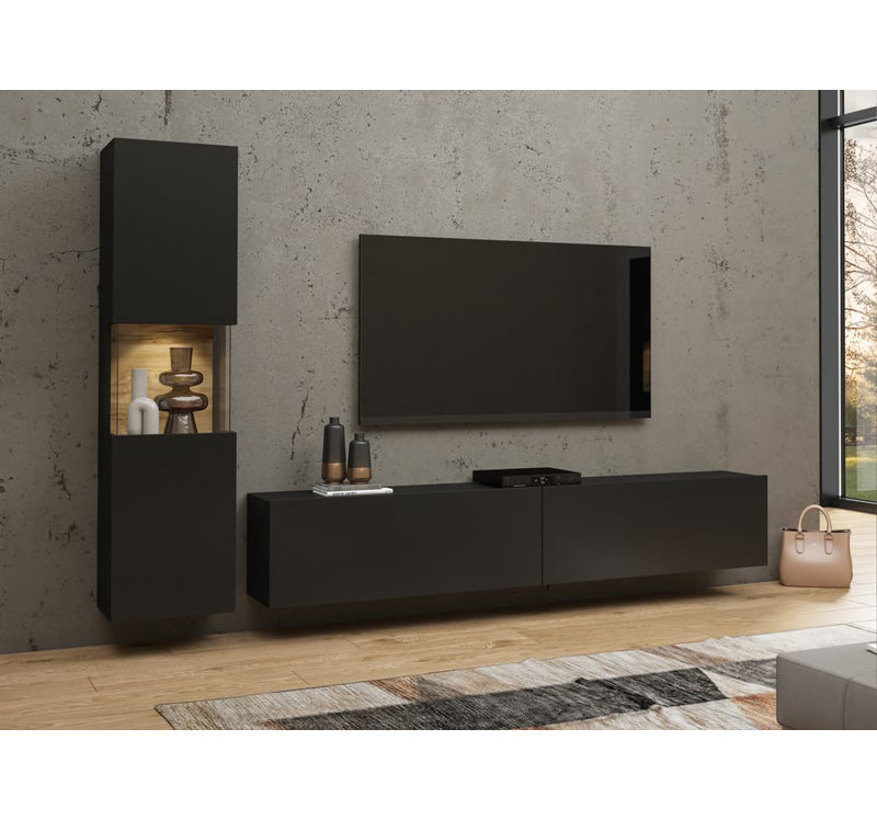 Basia Unfinished TV Stand for TVs up to 75", Black