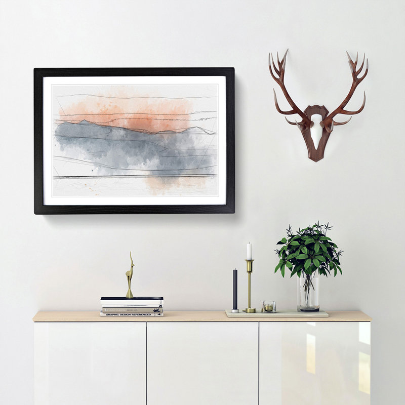 Orange Sunset in Greece - Picture Frame Graphic Art Print, 36cm H x 48cm W x 2cm D, Black Framed