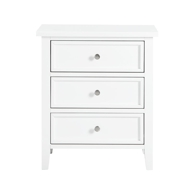 Table de chevet 3 tiroirs, Blanc