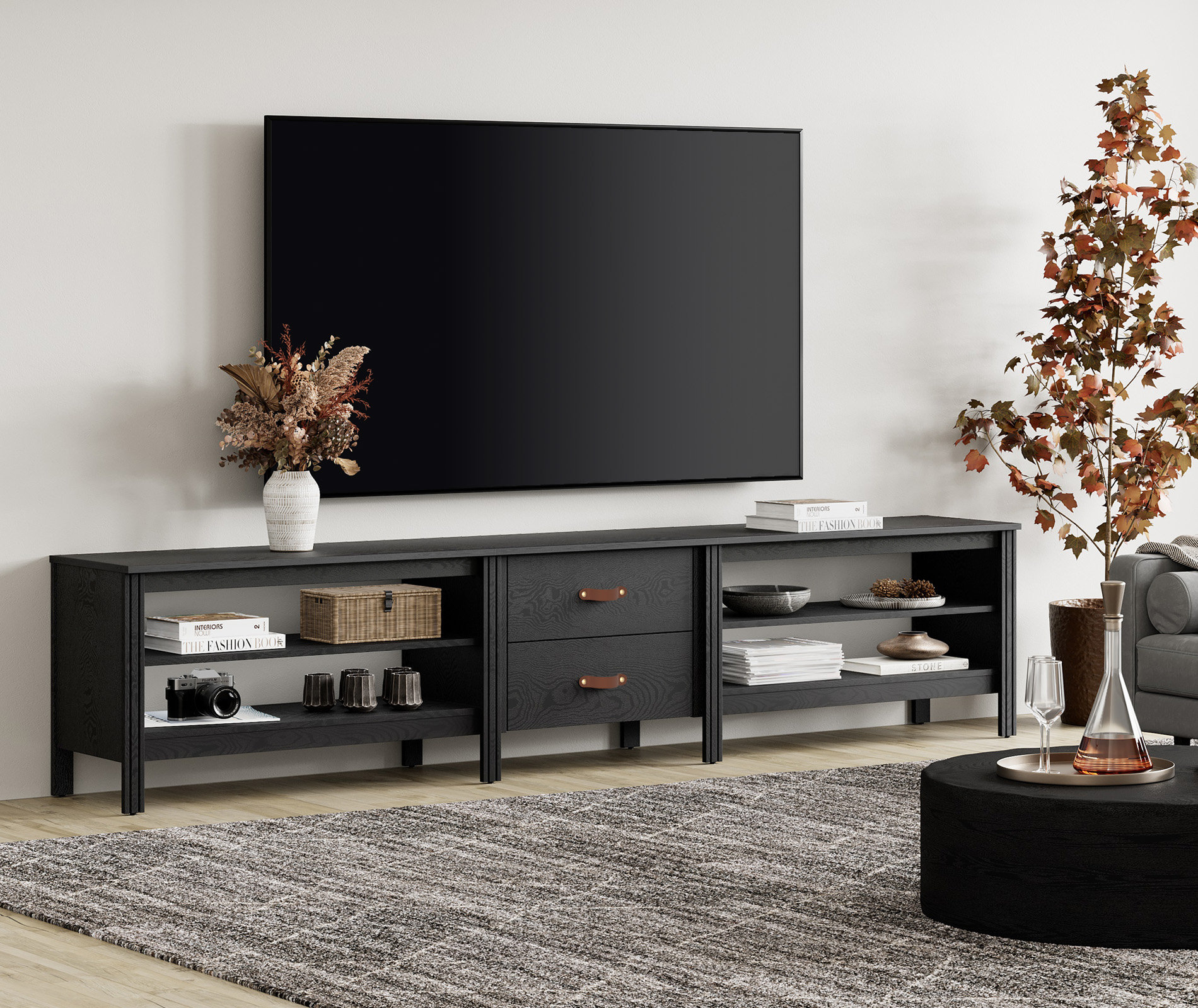 Ashae WAMPAT Farmhouse TV Stand For 85 Inch TV