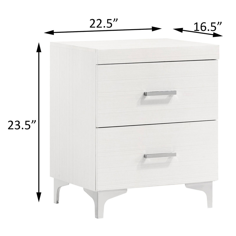 White 2 Nightstand For Bedroom - And Stylish With Convenient Storage Metal Centre Glides Drawers 2 Build Smooth Glide Performance