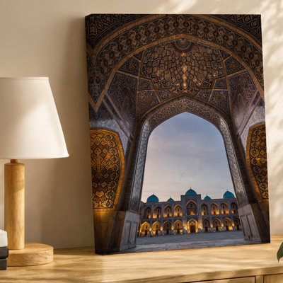 Canvas A Stunning View Of An Intricately Designed Mosque Archway Showcasing Wall Art A Richly Patterned Ceiling Adorned With Ornate Canvas Wall Art