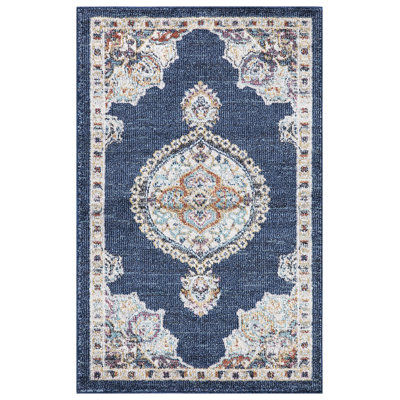 Tapis bleu marine Medallion