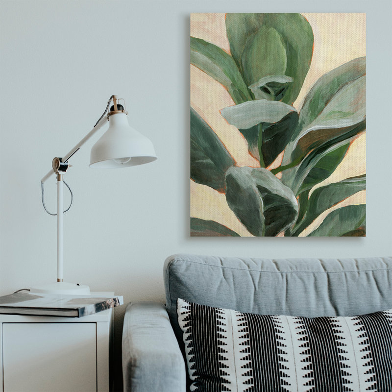 Étude de plantes en pot courbes vertes, H 48 po x l 36 po, Toile tendue