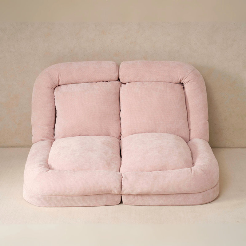 Convertible Fold-Out Double Sofa Bed,Pink