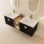 Meuble-lavabo moderne 60 po avec lavabo et tablettes - Armoire murale au fini châtaignier noir-691540192