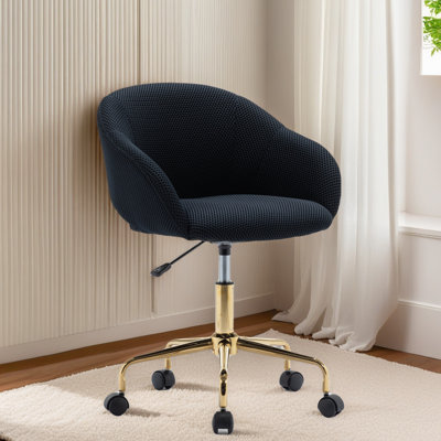 Fauteuil pivotant à 360 ° en filet pour bureau à domicile avec base en métal doré