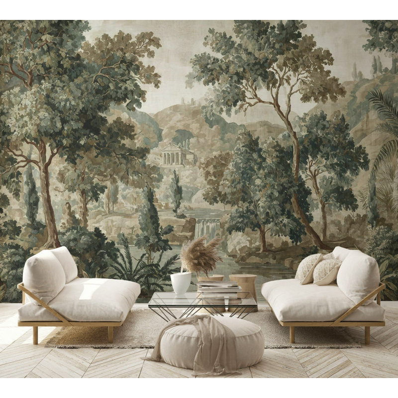Papier peint néo-classique paysage néo-classique, L 108 po x l 140 po
