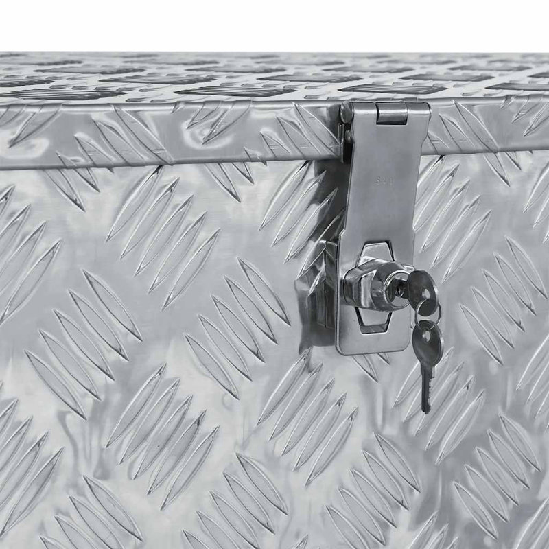 Tool Box Outdoor Storage Box with Locking System Tool Chest Aluminum, 15.75" H x 43.5" W x 15.16" D, Silver
