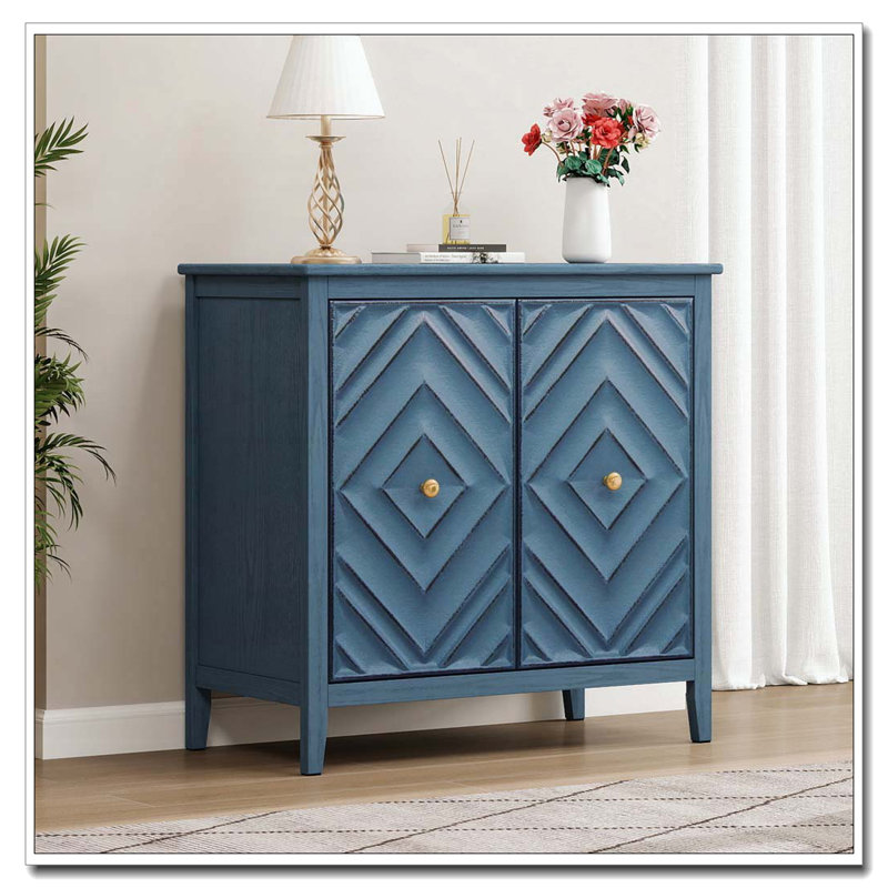 Storage Cabinet with Magnetic Doors, Matte Vintage Finish, Handle-Free Design, Raised Legs for Easy Cleaning