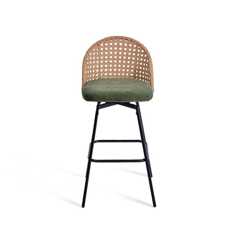 Swivel Upholstered Chenille Bar Stool, Green